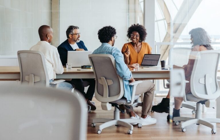 Group sitting at a conference table